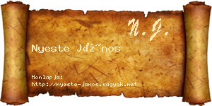 Nyeste János névjegykártya